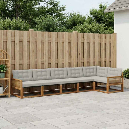 Utomhussoffset med kudde 6 pcs Naturlig och ljusgrå