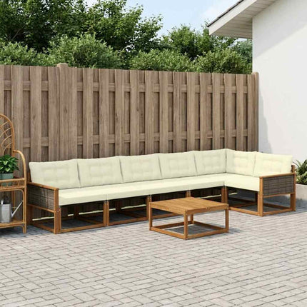 Utomhussoffset med kudde 7 pcs Naturlig och Grädde