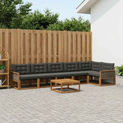 Utomhussoffset med kudde 7 pcs Naturlig och svart