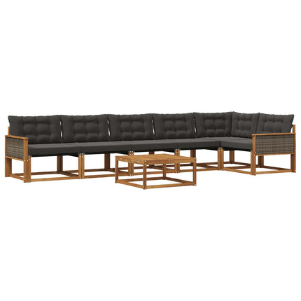 Utomhussoffset med kudde 7 pcs Naturlig och svart