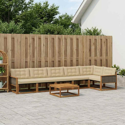 Utomhussoffset med kudde 7 pcs Naturlig och Beige