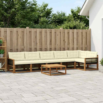 Utomhussoffset med kudde 7 pcs Naturlig och Grädde