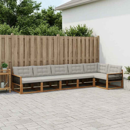Utomhussoffset med kudde 7 pcs Naturlig och ljusgrå