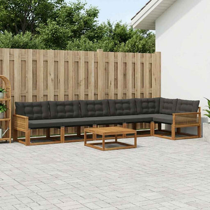 Utomhussoffset med kudde 7 pcs Naturlig och svart