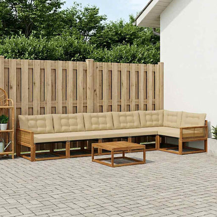 Utomhussoffset med kudde 7 pcs Naturlig och Beige