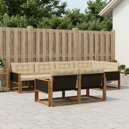 Utomhussoffset med kudde 7 pcs Naturlig och Beige