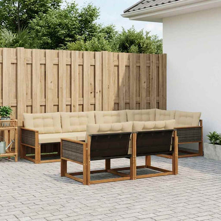 Utomhussoffset med kudde 7 pcs Naturlig och Beige