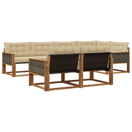 Utomhussoffset med kudde 7 pcs Naturlig och Beige