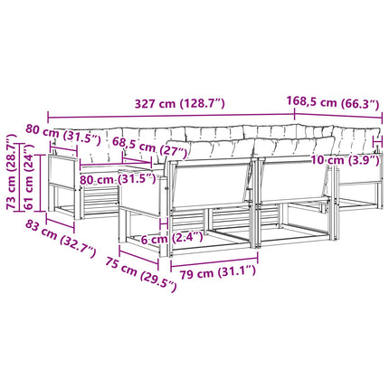 Utomhussoffset med kudde 7 pcs Naturlig och Beige