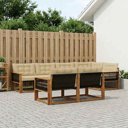 Utomhussoffset med kudde 7 pcs Naturlig och Beige