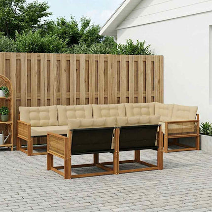 Utomhussoffset med kudde 7 pcs Naturlig och Beige