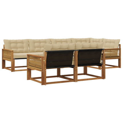 Utomhussoffset med kudde 7 pcs Naturlig och Beige