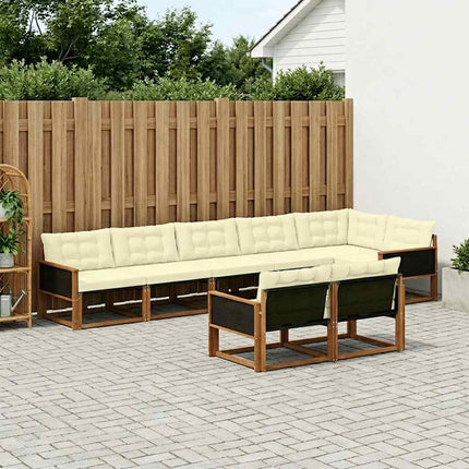 Utomhussoffset med kudde 8 pcs Naturlig och Grädde