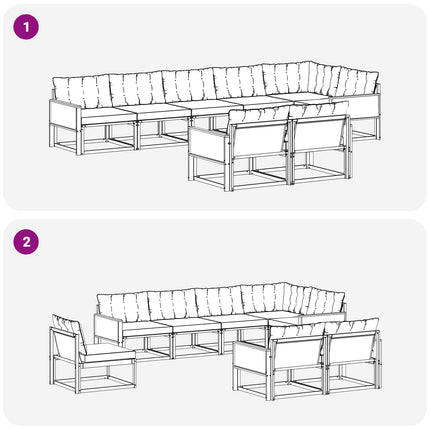 Utomhussoffset med kudde 8 pcs Naturlig och ljusgrå