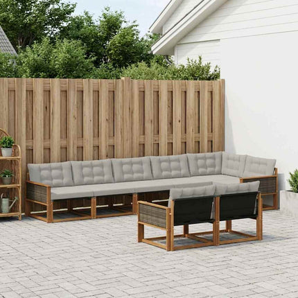 Utomhussoffset med kudde 8 pcs Naturlig och ljusgrå