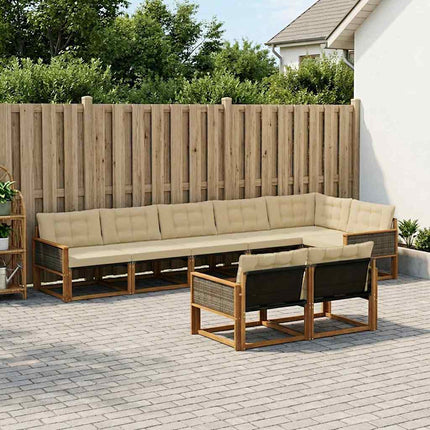 Utomhussoffset med kudde 8 pcs Naturlig och Beige
