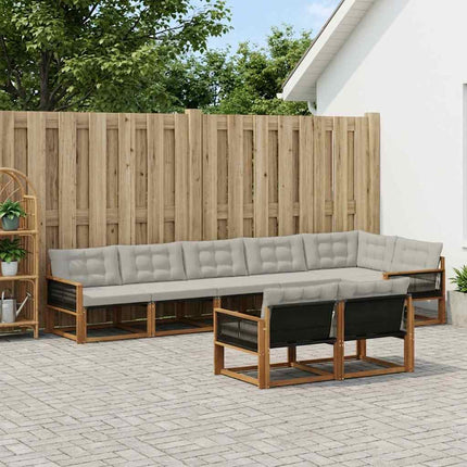 Utomhussoffset med kudde 8 pcs Naturlig och ljusgrå