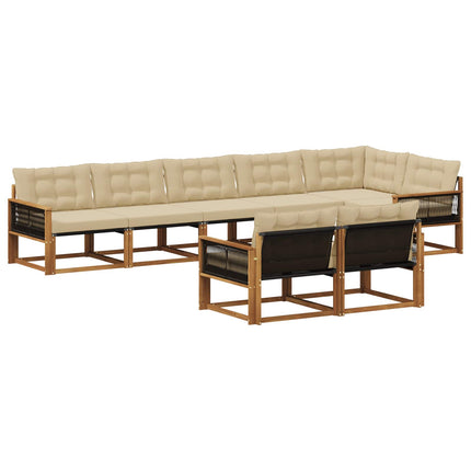 Utomhussoffset med kudde 8 pcs Naturlig och Beige