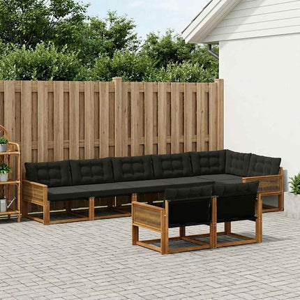Utomhussoffset med kudde 8 pcs Naturlig och svart