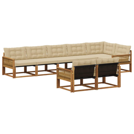 Utomhussoffset med kudde 8 pcs Naturlig och Beige