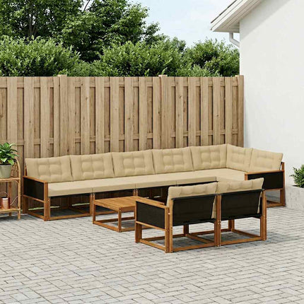 Utomhussoffset med kudde 9 pcs Naturlig och Beige
