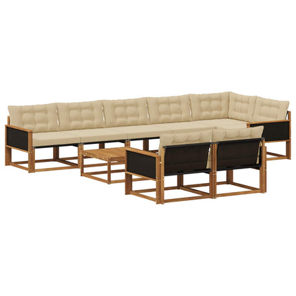 Utomhussoffset med kudde 9 pcs Naturlig och Beige