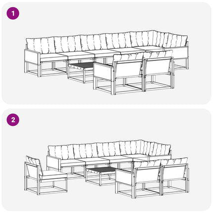 Utomhussoffset med kudde 9 pcs Naturlig och ljusgrå