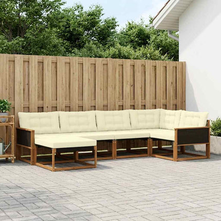 Utomhussoffset med kudde 6 pcs Naturlig och Grädde