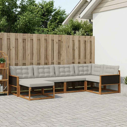 Utomhussoffset med kudde 6 pcs Naturlig och ljusgrå