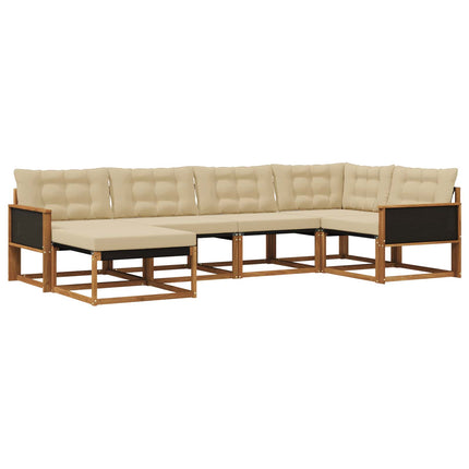 Utomhussoffset med kudde 6 pcs Naturlig och Beige
