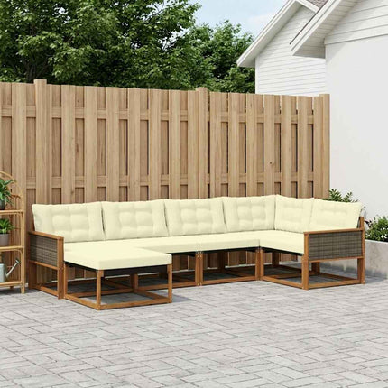 Utomhussoffset med kudde 6 pcs Naturlig och Grädde
