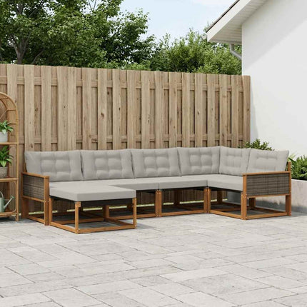 Utomhussoffset med kudde 6 pcs Naturlig och ljusgrå