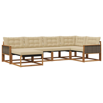Utomhussoffset med kudde 6 pcs Naturlig och Beige
