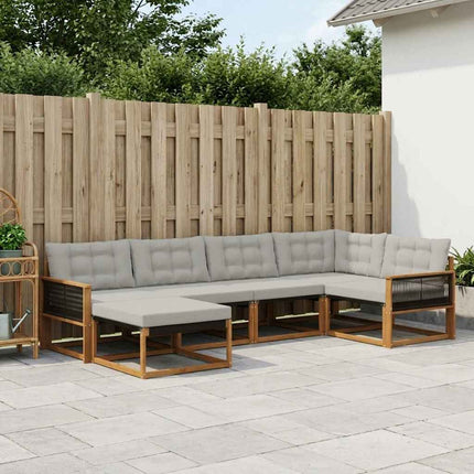 Utomhussoffset med kudde 6 pcs Naturlig och ljusgrå