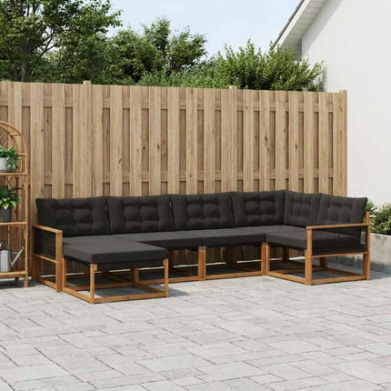 Utomhussoffset med kudde 6 pcs Naturlig och svart