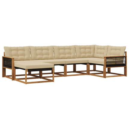 Utomhussoffset med kudde 6 pcs Naturlig och Beige