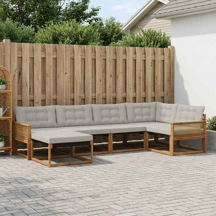 Utomhussoffset med kudde 6 pcs Naturlig och ljusgrå