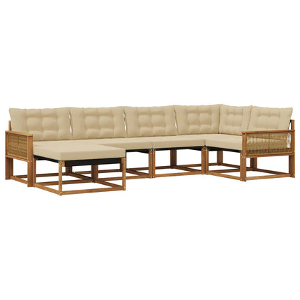 Utomhussoffset med kudde 6 pcs Naturlig och Beige