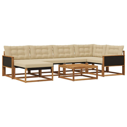 Utomhussoffset 7 pcs Naturlig och Beige Massivt Akaciaträ