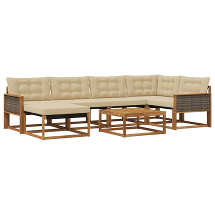 Utomhussoffset 7 pcs Naturlig och Beige Massivt Akaciaträ