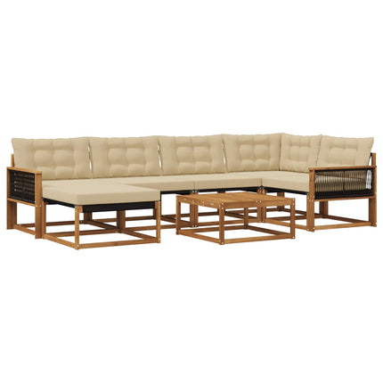 Utomhussoffset 7 pcs Naturlig och Beige Massivt Akaciaträ