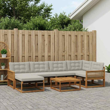 Utomhussoffset 7 pcs Naturlig och ljusgrå Massivt Akaciaträ
