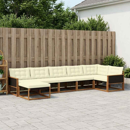 Utomhussoffset med kudde 7 pcs Naturlig och Grädde