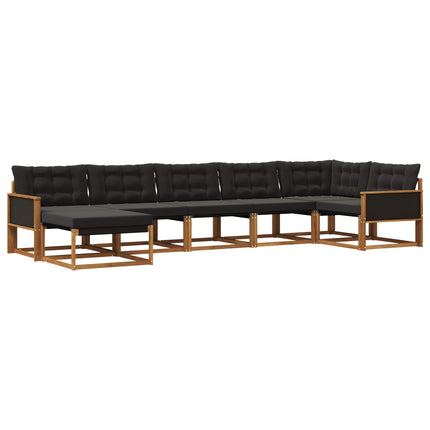 Utomhussoffset med kudde 7 pcs Naturlig och svart