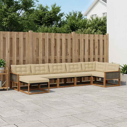 Utomhussoffset med kudde 7 pcs Naturlig och Beige