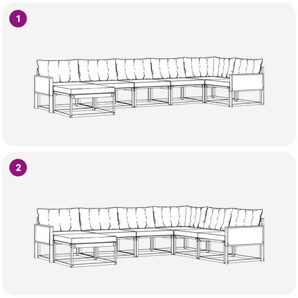 Utomhussoffset med kudde 7 pcs Naturlig och ljusgrå
