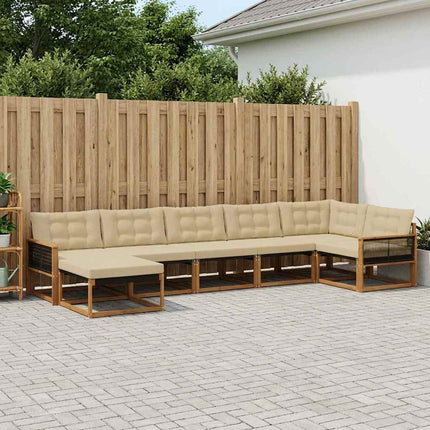 Utomhussoffset med kudde 7 pcs Naturlig och Beige