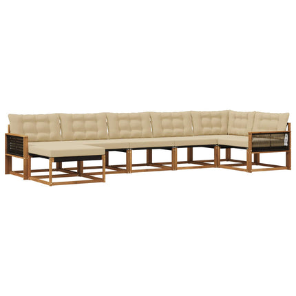 Utomhussoffset med kudde 7 pcs Naturlig och Beige