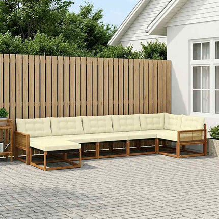 Utomhussoffset med kudde 7 pcs Naturlig och Grädde