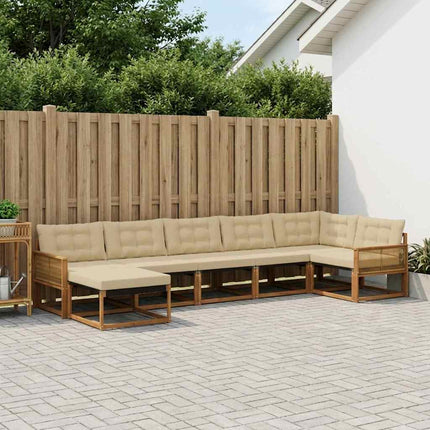 Utomhussoffset med kudde 7 pcs Naturlig och Beige